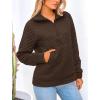 imagePRETTYGARDEN Womens Winter Quilted Sweatshirt Casual Quarter Zip Collared Long Sleeve V Neck Pullover TopsCoffee