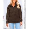 imagePRETTYGARDEN Womens Winter Quilted Sweatshirt Casual Quarter Zip Collared Long Sleeve V Neck Pullover TopsCoffee