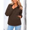 imagePRETTYGARDEN Womens Winter Quilted Sweatshirt Casual Quarter Zip Collared Long Sleeve V Neck Pullover TopsCoffee