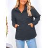 imagePRETTYGARDEN Womens Winter Quilted Sweatshirt Casual Quarter Zip Collared Long Sleeve V Neck Pullover TopsGrey Blue