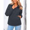 imagePRETTYGARDEN Womens Winter Quilted Sweatshirt Casual Quarter Zip Collared Long Sleeve V Neck Pullover TopsGrey Blue