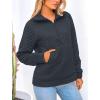 imagePRETTYGARDEN Womens Winter Quilted Sweatshirt Casual Quarter Zip Collared Long Sleeve V Neck Pullover TopsGrey Blue