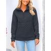imagePRETTYGARDEN Womens Winter Quilted Sweatshirt Casual Quarter Zip Collared Long Sleeve V Neck Pullover TopsGrey Blue