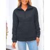 imagePRETTYGARDEN Womens Winter Quilted Sweatshirt Casual Quarter Zip Collared Long Sleeve V Neck Pullover TopsGrey Blue