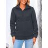imagePRETTYGARDEN Womens Winter Quilted Sweatshirt Casual Quarter Zip Collared Long Sleeve V Neck Pullover TopsGrey Blue