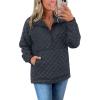 imagePRETTYGARDEN Womens Winter Quilted Sweatshirt Casual Quarter Zip Collared Long Sleeve V Neck Pullover TopsGrey Blue