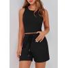 imagePRETTYGARDEN Lounge Sets for Women 2025 Summer Two Piece Matching Outfits Beach Vacation Clothes Sleeveless Tops and ShortsBlack