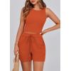 imagePRETTYGARDEN Lounge Sets for Women 2025 Summer Two Piece Matching Outfits Beach Vacation Clothes Sleeveless Tops and ShortsBrick Red