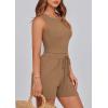 imagePRETTYGARDEN Lounge Sets for Women 2025 Summer Two Piece Matching Outfits Beach Vacation Clothes Sleeveless Tops and ShortsCamel