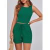 imagePRETTYGARDEN Lounge Sets for Women 2025 Summer Two Piece Matching Outfits Beach Vacation Clothes Sleeveless Tops and ShortsGreen
