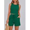 imagePRETTYGARDEN Lounge Sets for Women 2025 Summer Two Piece Matching Outfits Beach Vacation Clothes Sleeveless Tops and ShortsGreen