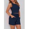 imagePRETTYGARDEN Lounge Sets for Women 2025 Summer Two Piece Matching Outfits Beach Vacation Clothes Sleeveless Tops and ShortsNavy