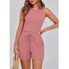 imagePRETTYGARDEN Lounge Sets for Women 2025 Summer Two Piece Matching Outfits Beach Vacation Clothes Sleeveless Tops and ShortsPink
