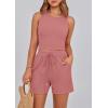 imagePRETTYGARDEN Lounge Sets for Women 2025 Summer Two Piece Matching Outfits Beach Vacation Clothes Sleeveless Tops and ShortsPink