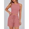 imagePRETTYGARDEN Lounge Sets for Women 2025 Summer Two Piece Matching Outfits Beach Vacation Clothes Sleeveless Tops and ShortsPink