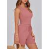 imagePRETTYGARDEN Lounge Sets for Women 2025 Summer Two Piece Matching Outfits Beach Vacation Clothes Sleeveless Tops and ShortsPink