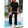 imagePRETTYGARDEN Two Piece Sets for Women 2025 Summer Spring Casual Sweater Knit Lounge Travel Matching Outfits ClothingBlack