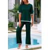 imagePRETTYGARDEN Two Piece Sets for Women 2025 Summer Spring Casual Sweater Knit Lounge Travel Matching Outfits ClothingDark Green