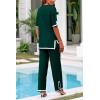 imagePRETTYGARDEN Two Piece Sets for Women 2025 Summer Spring Casual Sweater Knit Lounge Travel Matching Outfits ClothingDark Green