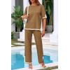 imagePRETTYGARDEN Two Piece Sets for Women 2025 Summer Spring Casual Sweater Knit Lounge Travel Matching Outfits ClothingKhaki