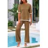 imagePRETTYGARDEN Two Piece Sets for Women 2025 Summer Spring Casual Sweater Knit Lounge Travel Matching Outfits ClothingKhaki