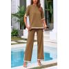 imagePRETTYGARDEN Two Piece Sets for Women 2025 Summer Spring Casual Sweater Knit Lounge Travel Matching Outfits ClothingKhaki