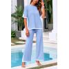 imagePRETTYGARDEN Two Piece Sets for Women 2025 Summer Spring Casual Sweater Knit Lounge Travel Matching Outfits ClothingLight Blue