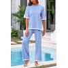 imagePRETTYGARDEN Two Piece Sets for Women 2025 Summer Spring Casual Sweater Knit Lounge Travel Matching Outfits ClothingLight Blue