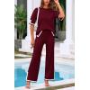 imagePRETTYGARDEN Two Piece Sets for Women 2025 Summer Spring Casual Sweater Knit Lounge Travel Matching Outfits ClothingWine Red