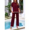 imagePRETTYGARDEN Two Piece Sets for Women 2025 Summer Spring Casual Sweater Knit Lounge Travel Matching Outfits ClothingWine Red