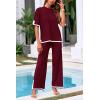 imagePRETTYGARDEN Two Piece Sets for Women 2025 Summer Spring Casual Sweater Knit Lounge Travel Matching Outfits ClothingWine Red