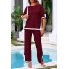 imagePRETTYGARDEN Two Piece Sets for Women 2025 Summer Spring Casual Sweater Knit Lounge Travel Matching Outfits ClothingWine Red