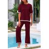 imagePRETTYGARDEN Two Piece Sets for Women 2025 Summer Spring Casual Sweater Knit Lounge Travel Matching Outfits ClothingWine Red