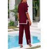 imagePRETTYGARDEN Two Piece Sets for Women 2025 Summer Spring Casual Sweater Knit Lounge Travel Matching Outfits ClothingWine Red
