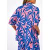 imagePRETTYGARDEN Womens 2 Piece Beach Vacation Outfit 2025 Casual Summer Floral Button Down Shirt Wide Leg Pants Matching SetsFloral Pink Blue