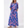 imagePRETTYGARDEN Womens 2 Piece Beach Vacation Outfit 2025 Casual Summer Floral Button Down Shirt Wide Leg Pants Matching SetsFloral Pink Blue
