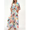 imagePRETTYGARDEN Womens 2 Piece Beach Vacation Outfit 2025 Casual Summer Floral Button Down Shirt Wide Leg Pants Matching SetsFloral White Multicolored
