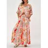 imagePRETTYGARDEN Womens 2 Piece Beach Vacation Outfit 2025 Casual Summer Floral Button Down Shirt Wide Leg Pants Matching SetsFloral White Orange