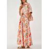 imagePRETTYGARDEN Womens 2 Piece Beach Vacation Outfit 2025 Casual Summer Floral Button Down Shirt Wide Leg Pants Matching SetsFloral White Orange