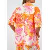 imagePRETTYGARDEN Womens 2 Piece Beach Vacation Outfit 2025 Casual Summer Floral Button Down Shirt Wide Leg Pants Matching SetsFloral White Orange Pink