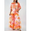 imagePRETTYGARDEN Womens 2 Piece Beach Vacation Outfit 2025 Casual Summer Floral Button Down Shirt Wide Leg Pants Matching SetsFloral White Orange Pink