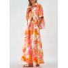 imagePRETTYGARDEN Womens 2 Piece Beach Vacation Outfit 2025 Casual Summer Floral Button Down Shirt Wide Leg Pants Matching SetsFloral White Orange Pink