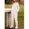 imagePRETTYGARDEN Womens 2025 Winter 2 Piece Outfit Tracksuit Long Sleeve Button Down Shacket Jacket Pockets Long Pants Casual SetBeige