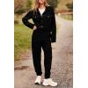 imagePRETTYGARDEN Womens 2025 Winter 2 Piece Outfit Tracksuit Long Sleeve Button Down Shacket Jacket Pockets Long Pants Casual SetBlack