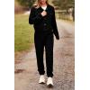 imagePRETTYGARDEN Womens 2025 Winter 2 Piece Outfit Tracksuit Long Sleeve Button Down Shacket Jacket Pockets Long Pants Casual SetBlack
