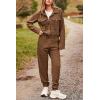 imagePRETTYGARDEN Womens 2025 Winter 2 Piece Outfit Tracksuit Long Sleeve Button Down Shacket Jacket Pockets Long Pants Casual SetCamel