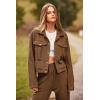 imagePRETTYGARDEN Womens 2025 Winter 2 Piece Outfit Tracksuit Long Sleeve Button Down Shacket Jacket Pockets Long Pants Casual SetCamel