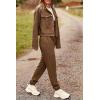 imagePRETTYGARDEN Womens 2025 Winter 2 Piece Outfit Tracksuit Long Sleeve Button Down Shacket Jacket Pockets Long Pants Casual SetCamel