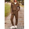 imagePRETTYGARDEN Womens 2025 Winter 2 Piece Outfit Tracksuit Long Sleeve Button Down Shacket Jacket Pockets Long Pants Casual SetCamel