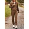 imagePRETTYGARDEN Womens 2025 Winter 2 Piece Outfit Tracksuit Long Sleeve Button Down Shacket Jacket Pockets Long Pants Casual SetCamel